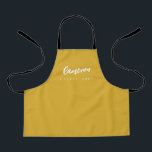 Little Chef Name Simple custom Mustard yellow Apron<br><div class="desc">Make the little chef in your life feel extra special with their own personalised apron. This mustard yellow apron features a simple yet chic design with elegant script typography for their name. Designed with attention to detail, this apron is perfect for inspiring creativity in the kitchen. The mustard yellow colour...</div>