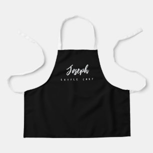 Little Chef Script Name personalised Black Apron