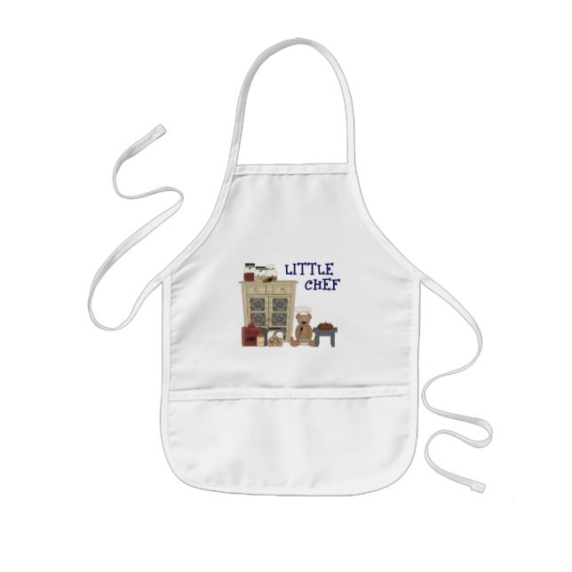 Little Chef Teddy Bear Country Primitive Kitchen Kids Apron (Front)