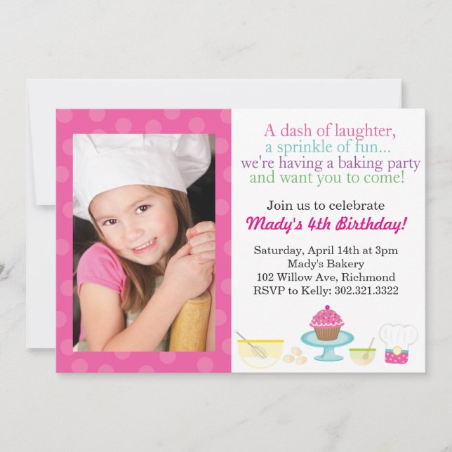 Little Chef's Baking Party Photo Invitation (Front)