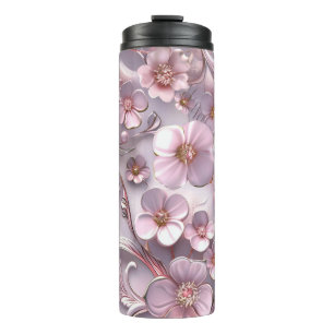 Little Cherry Flowers in Lavender Thermal Tumbler