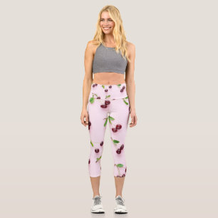 Little Cherry on Light Pink Background Capri Leggings