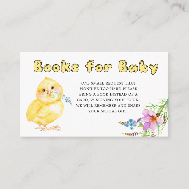 Little Chick Baby Shower Books for the Baby Enclosure Card (Front)