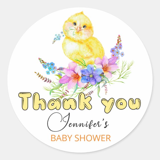 Little Chick Baby Shower Classic Round Sticker (Front)