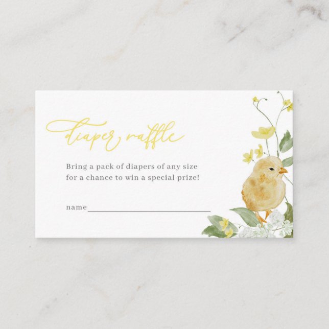 Little Chick Baby Shower Diaper Raffle Card (Front)