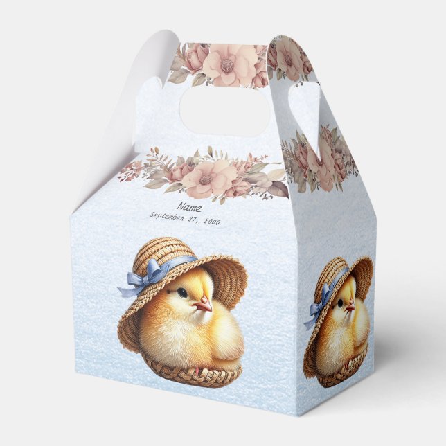 Little Chick Blue Ribbon Favour Box (Front Side)