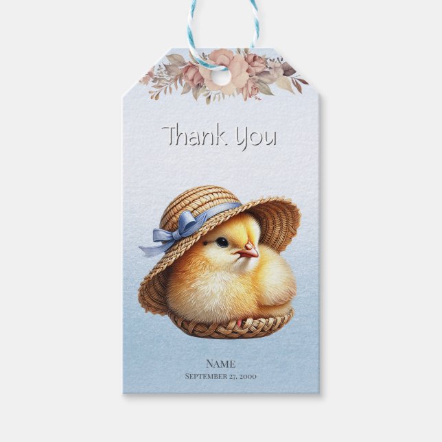 Little Chick Blue Ribbon Gift Tag (Front)