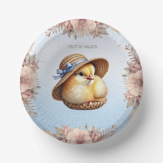 Little Chick Blue Ribbon Paper Bowl Plate (Front)