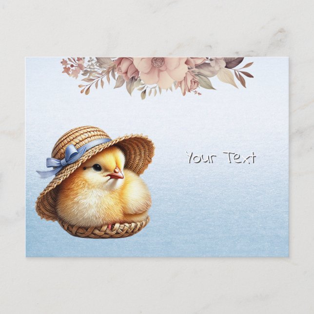 Little Chick Blue Ribbon Postcard (Front)