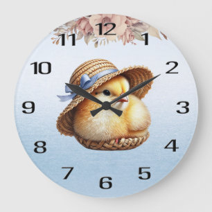 Little Chick Blue Ribbon Wall Clock