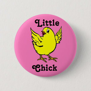 Little Chick Bright Yellow Chicken With Wings Up 6 Cm Round Badge