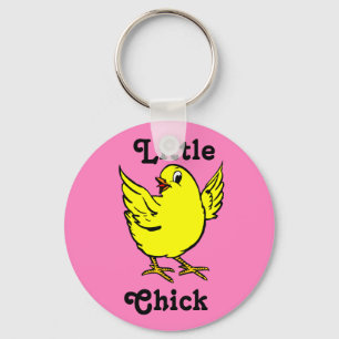 Little Chick Bright Yellow Chicken With Wings Up Key Ring