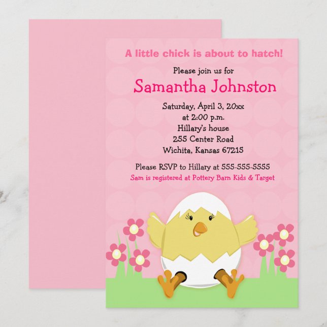 Little Chick Easter Baby Shower Invitation (Front/Back)