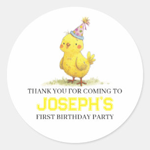 Little Chick Farm Birthday Chicken Classic Round Sticker