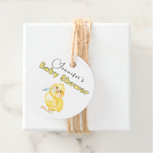 Little Chick Floral Baby Shower Favour Tags