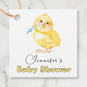 Little Chick Floral Baby Shower Favour Tags