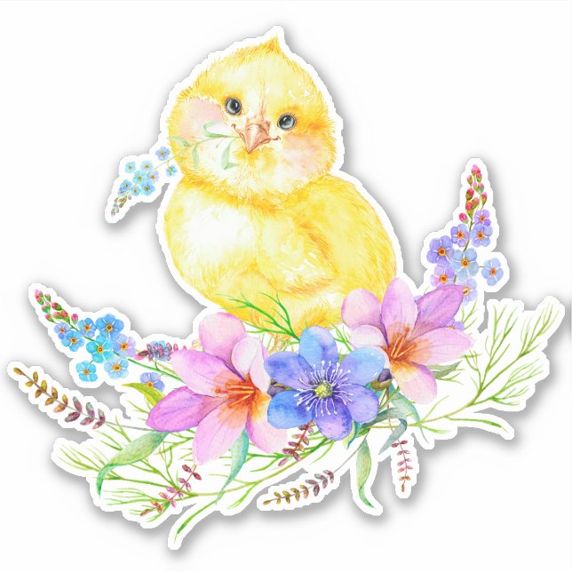 Little Chick Floral Sticker (Front)