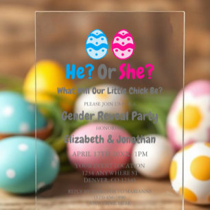 Little Chick Gender Reveal Acrylic Invitations