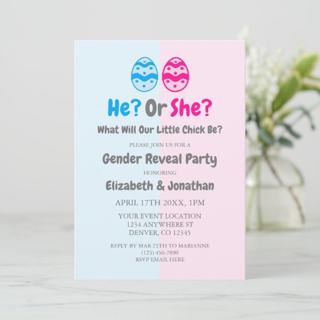 Little Chick Gender Reveal Invitation (Standing Front)