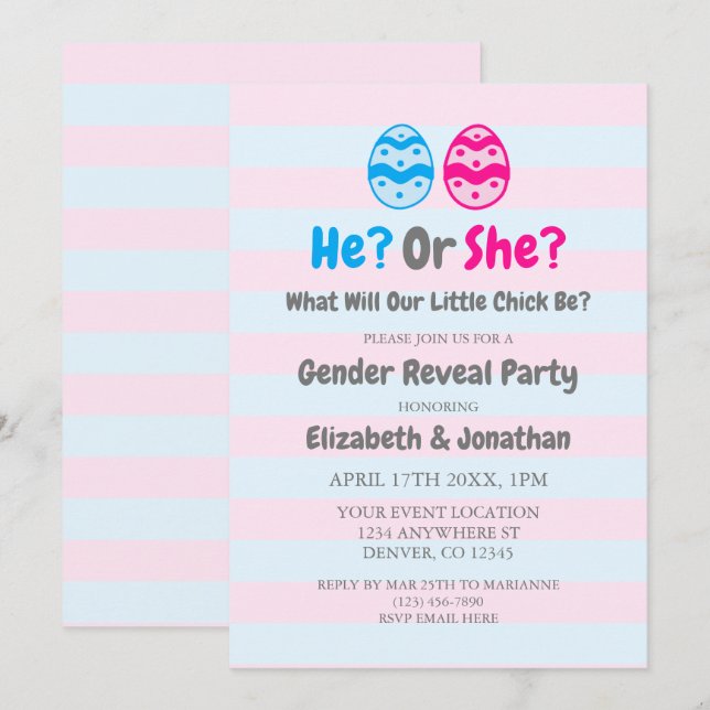 Little Chick Gender Reveal Invitation (Front/Back)
