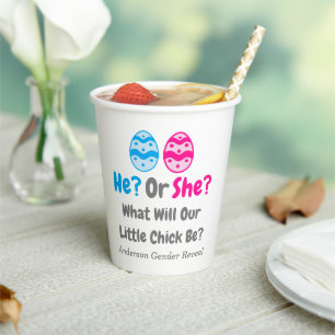 Little Chick Gender Reveal Paper Cups
