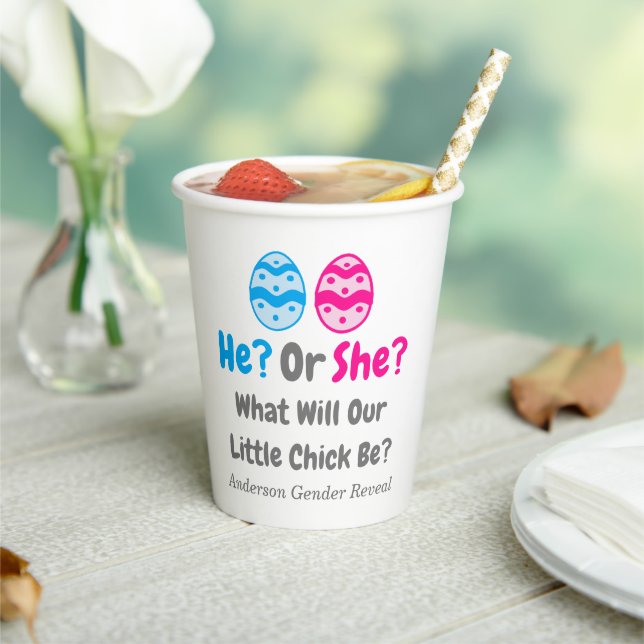 Little Chick Gender Reveal Paper Cups (Insitu)