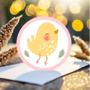 Little Chick Girl Farm Easter Chicken Birthday Classic Round Sticker