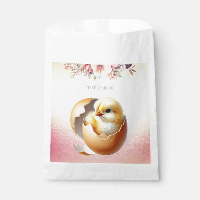 Little Chick Hatching Floral Favour Bags (Front)