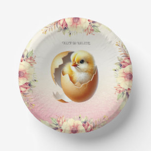 Little Chick Hatching Floral Paper Bowl Paper Plate