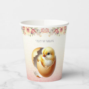 Little Chick Hatching Floral Paper Cups