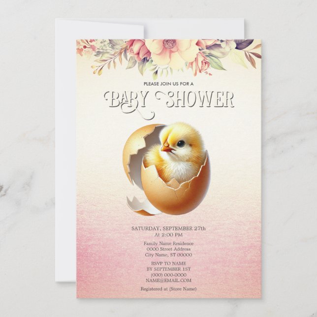 Little Chick Hatching Soon Baby Shower Invitation (Front)