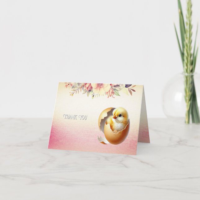 Little Chick Hatching Thank You Card (Front)