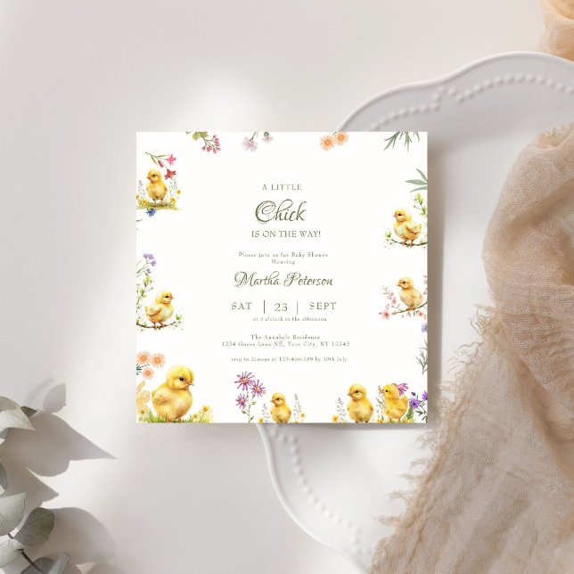 Little chick is on the way farm  baby shower invitation (Creator Uploaded)