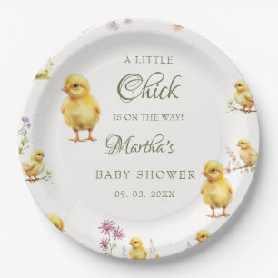 Little chick is on the way farm  baby shower paper plate