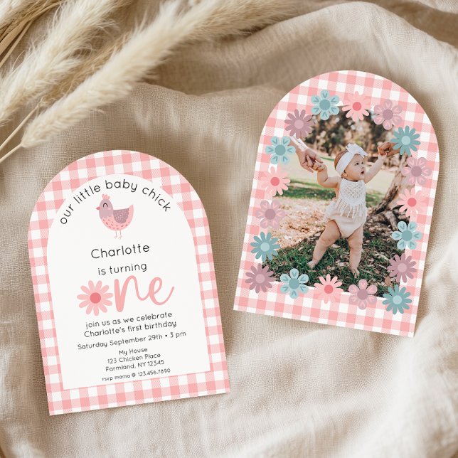 Little Chick Is One 1st Birthday Photo Invitation (Creator Uploaded)
