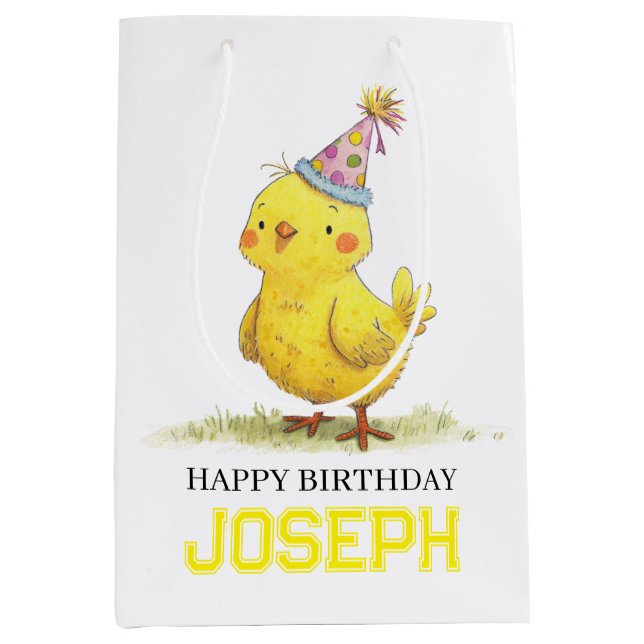 Little Chick Personalised Wrapping Paper Birthday Medium Gift Bag (Front)