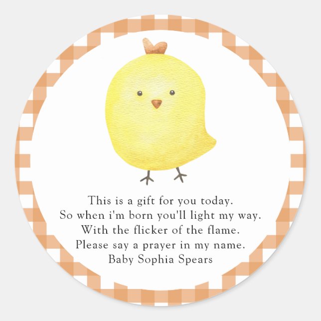 Little Chick - Prayer candle label (Front)