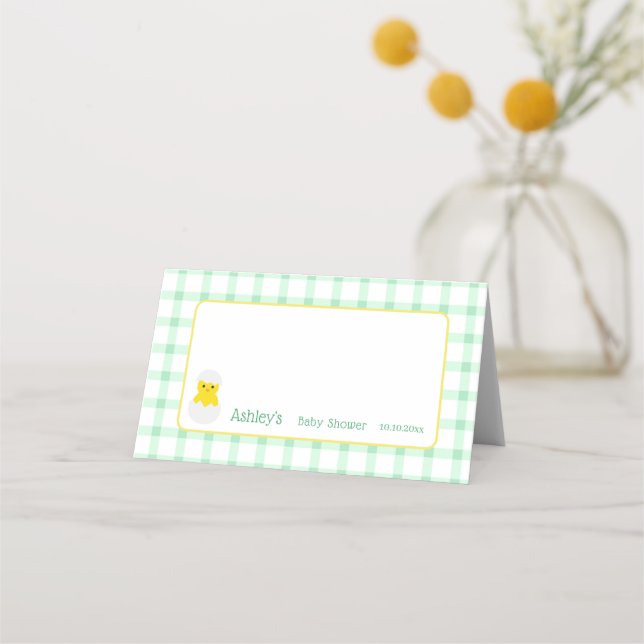 Little Chick To Hatch Gender Neutral Baby Shower Place Card (Front)