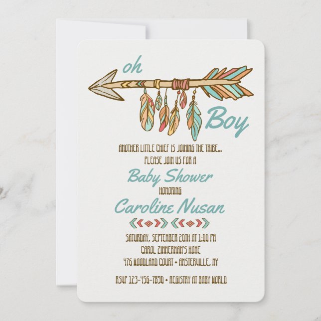 Little Chief Baby Shower Invitation (Front)