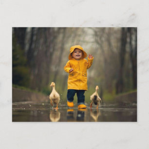Little child and ducks postcard