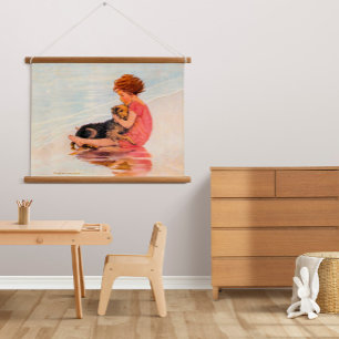 Little Child Beautiful Vintage Illustration Hanging Tapestry