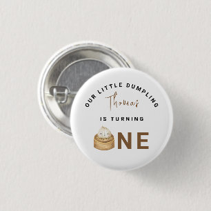 Little Chinese dumpling first Birthday Party  3 Cm Round Badge