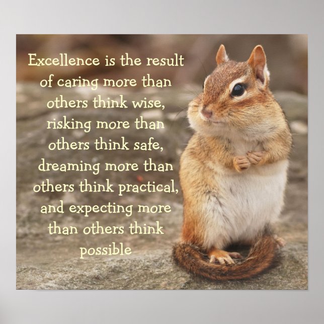 Little Chipmunk Excellence Quote Poster (Front)