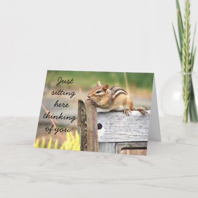Little chipmunk thinking of you card (Front)