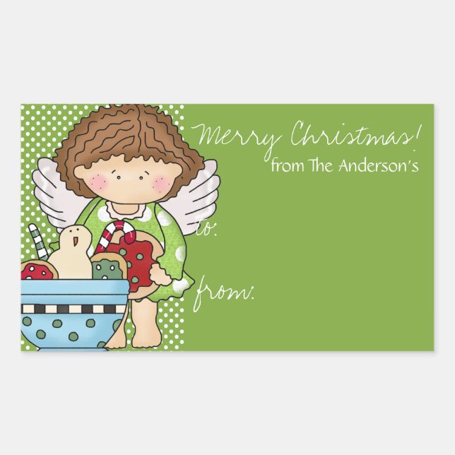 Little Christmas Angel Gift Tag Stickers - d5 (Front)
