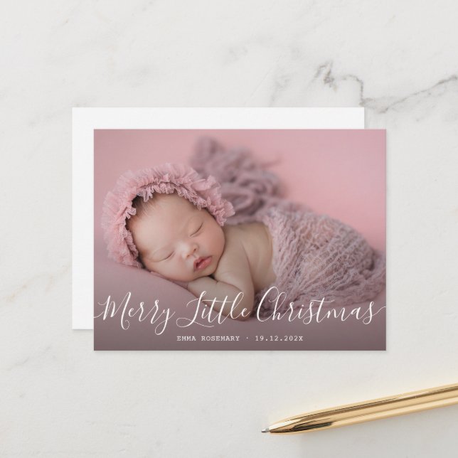 LITTLE CHRISTMAS | baby birth announcement card (Front/Back In Situ)