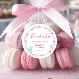 Little Christmas Baby Girl Shower Thank You Classic Round Sticker