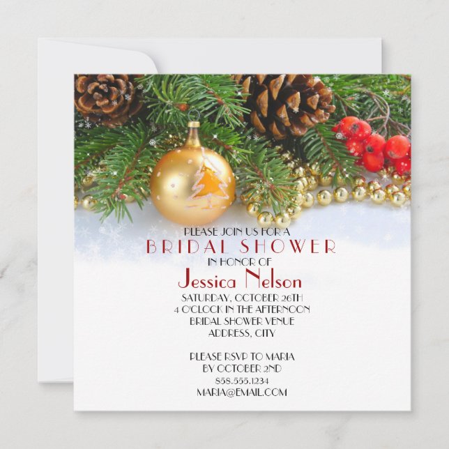 Little Christmas Balls Bridal Shower Invitation (Front)