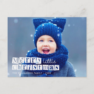 little christmas blue typography holiday postcard