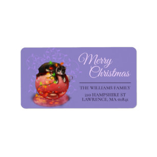 Little Christmas Cat Lights Garland Winter Magic Label